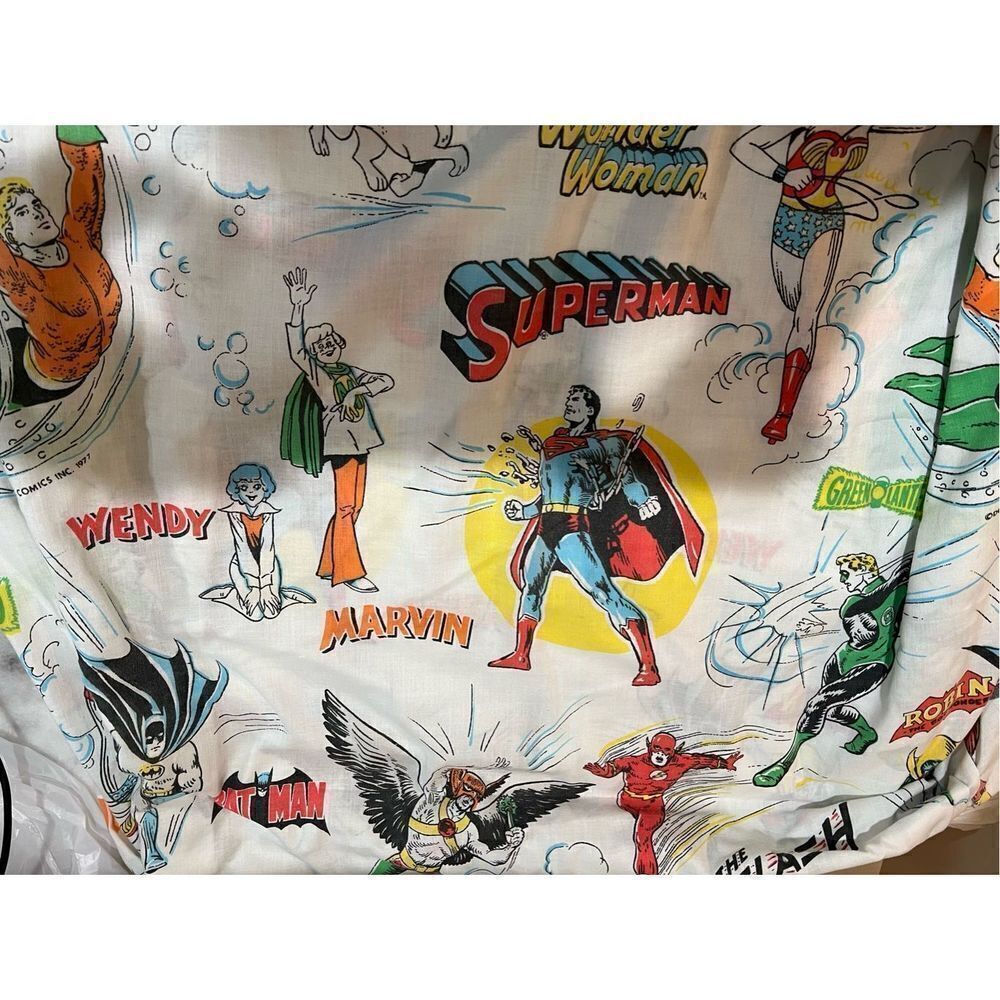 1976 Hanna-Barbera SUPER FRIENDS Flat twin sheet and pillow case Justice League